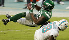 Marcus Maye con la intercepción más espectacular en lo que va del 2020 en la NFL. (AFP)