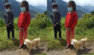 La hermosa imagen de los niños y su perro con cubrebocas en Guatemala. (Foto del FB: Área de Salud de Huehuetenango)