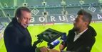 Por suerte Valdano reaccionó a tiempo y no le alcanzó a pegar la lámpara. Foto: Captura de Pantalla Movistar +