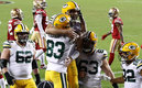 Rodgers y la ofensiva de los Packers tuvieron un día de campo en San Francisco (AFP)