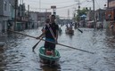 La gente ha hecho de diferentes recursos para cuidar a sus mascotas tras inundaciones en Tabasco. Foto: AFP