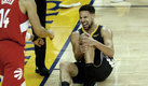Klay Thompson se lesionó los ligamentos en las Finales 2019 y ahora tiene un nuevo percance. (AFP)