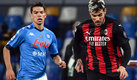 Chucky Lozano y Theo Hernández en el juego del Napoli vs AC Milan. (AFP)