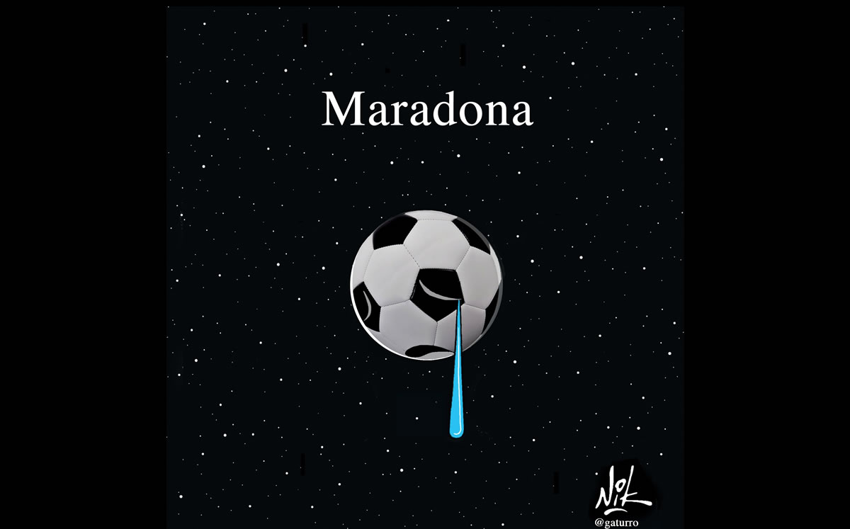 Fotos: La muerte de Maradona tratada de forma artística.