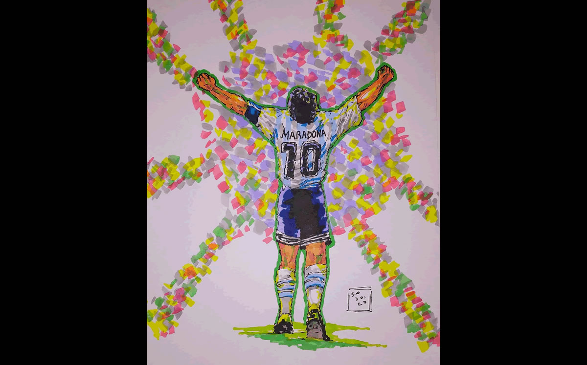 Fotos: La muerte de Maradona tratada de forma artística.