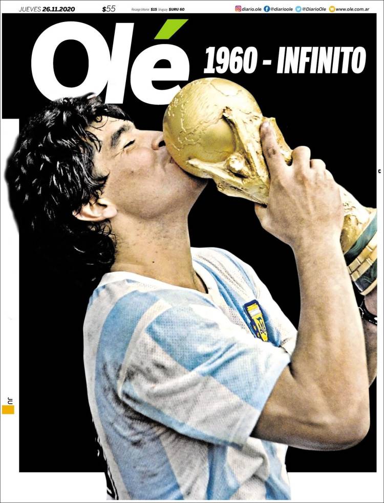 Así lucen las portadas desde Latinoamérica hasta Europa tras la muerte de Maradona.