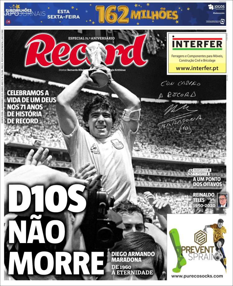 Así lucen las portadas desde Latinoamérica hasta Europa tras la muerte de Maradona.
