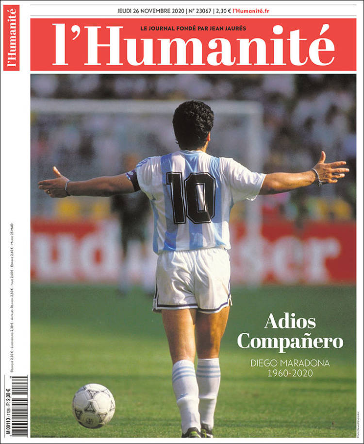Así lucen las portadas desde Latinoamérica hasta Europa tras la muerte de Maradona.