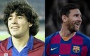 Maradona y Messi vistieron los colores del Barcelona.