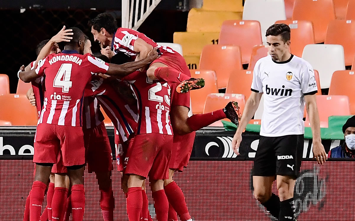La celebración colchonera. (AFP)