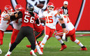 El estelar de los Chiefs mostró su valor al lanzar tres pases de anotación (AFP)