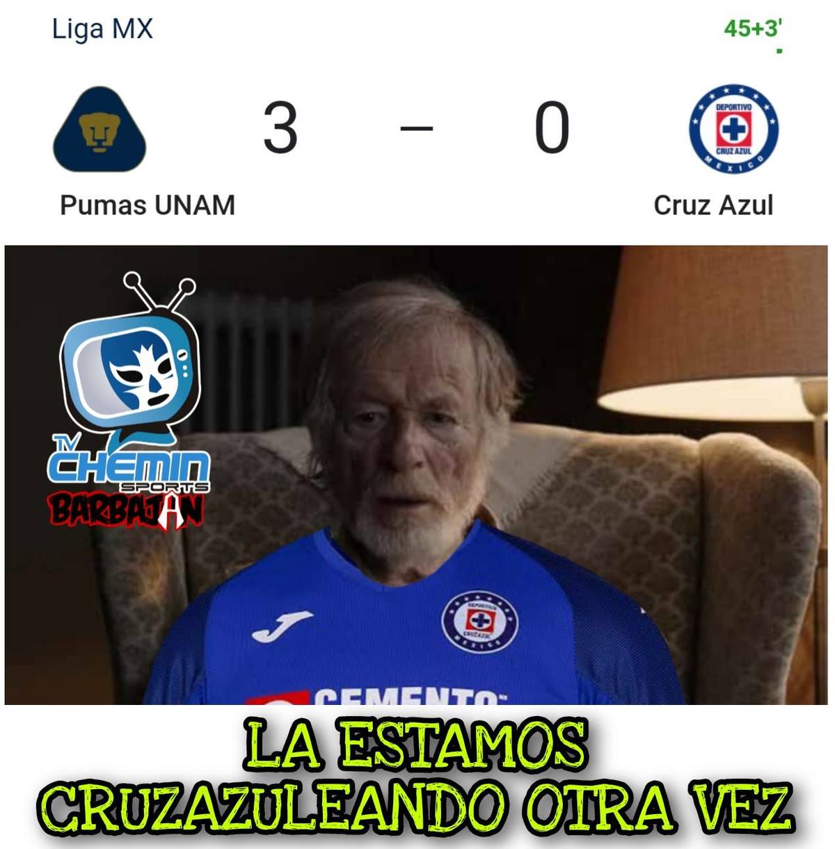 Los memes de la máxima Cruzazuleada de la historia; dejaron ir un 4-0 ante Pumas.