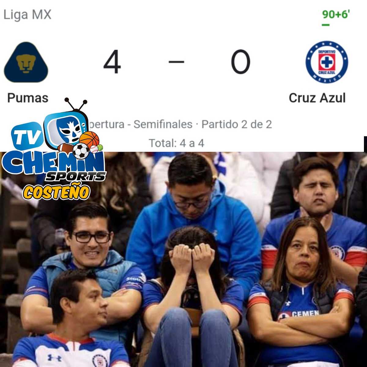 Los memes de la máxima Cruzazuleada de la historia; dejaron ir un 4-0 ante Pumas.