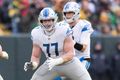 Frank Ragnow, de los Detroit Lions, jugó con la garganta fracturada (AFP)