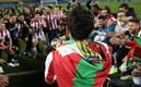 Asier Villalibre fue quien comenzó la fiesta con la trompeta y todos se llenaron de euforia. Foto: Athletic de Bilbao.