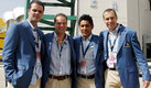 Christian Martinoli, Luis García, Jorge Campos y André Marín cuando trabajaban en TV Azteca. (Mexsport)