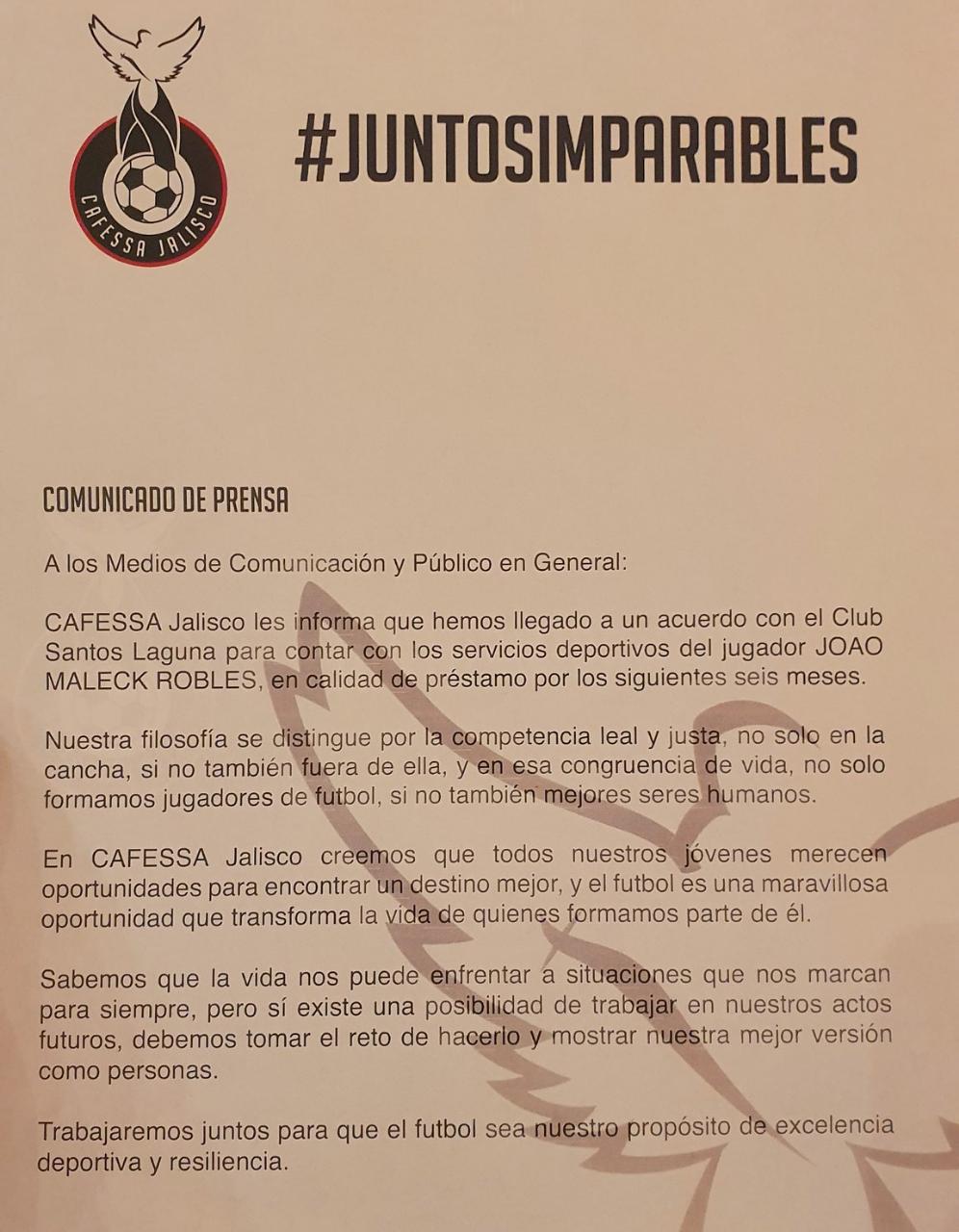 Comunicado Deportivo Cafessa.