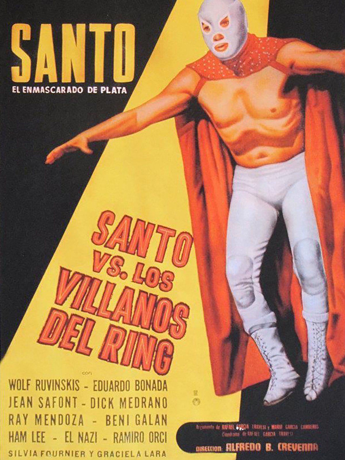 Santo vs los villanos del ring (1968) | Una obra particular donde el protagonista se enfrenta a otros luchadores que son de un grupo de estafadores.