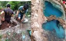Durante la construcción de esta pecera en forma de cenote. (daniiel.batum)