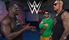 Bad Bunny, Damian Priest y R-Truth en el segmento que casi acaba en golpes. (WWE)