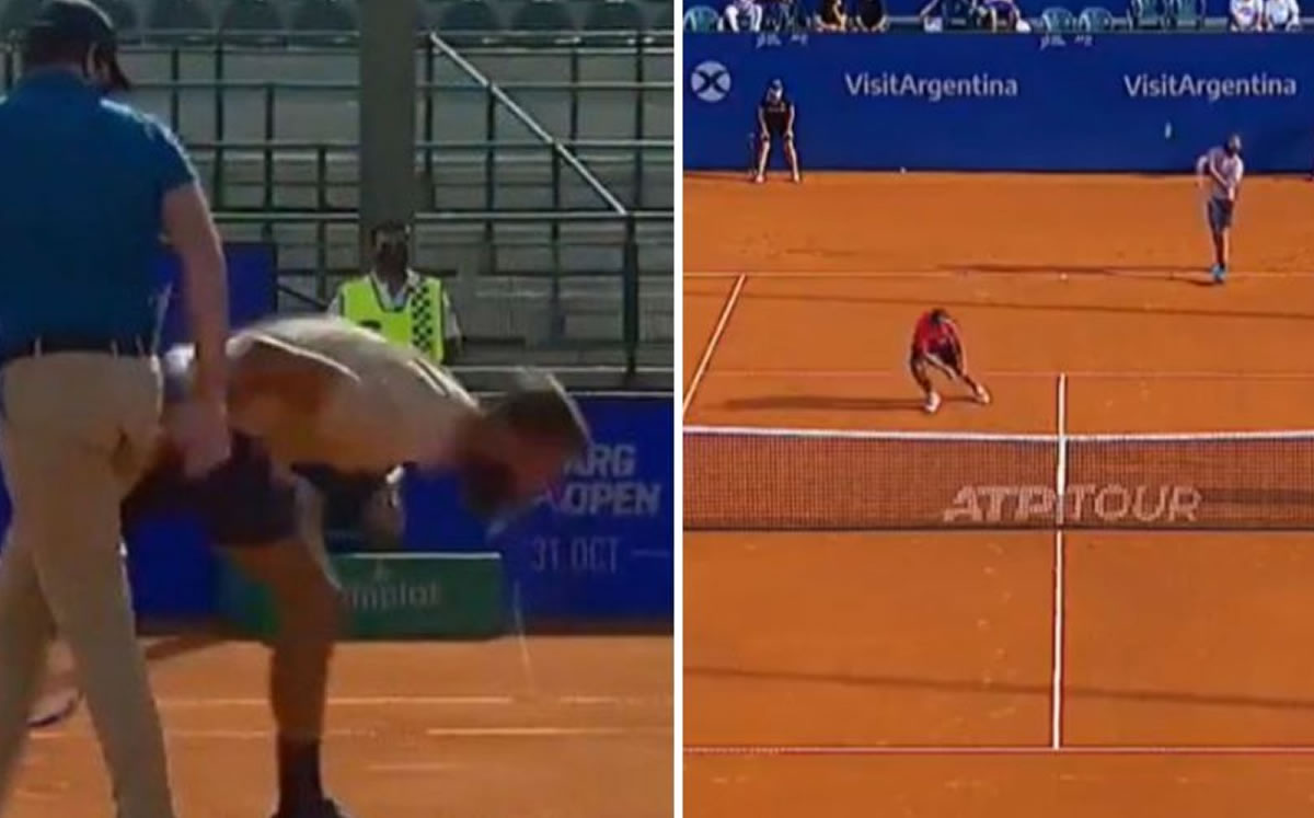 El tenista francés al momento de su vergonzoso show.  (Foto: TyC Sports)