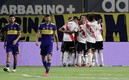La celebración de River en el gol del empate; Boca marcó en el primer tiempo. Foto: AFP