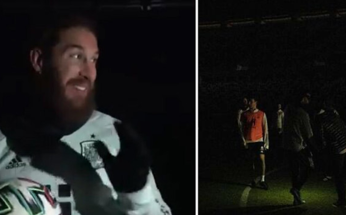 España se tuvo que bañar a oscuras en el estadio de Georgia. (Foto: captura de pantalla)