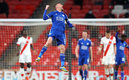 Jamie Vardy celebró con todo el triunfo (AFP)