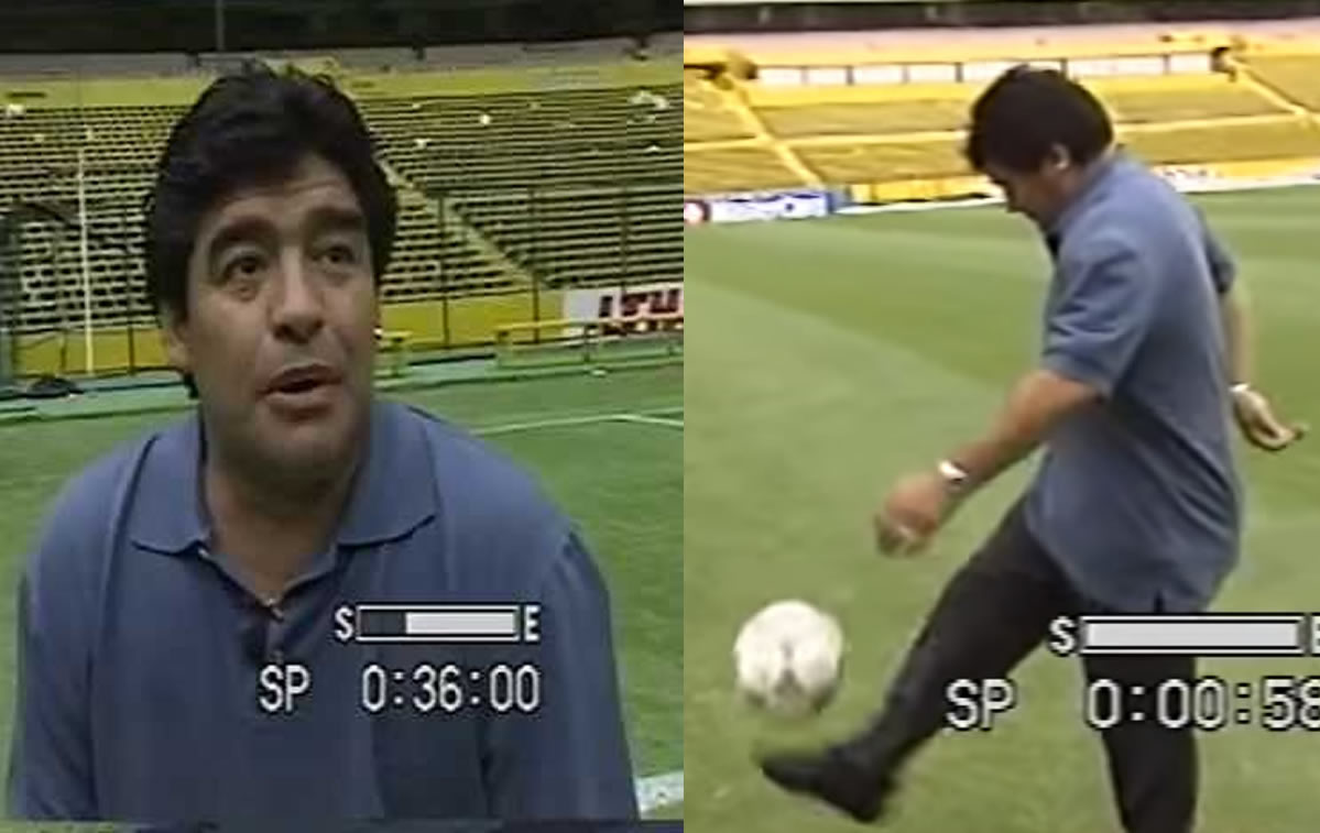 Maradona volvió a pisar el Estadio Azteca 13 años después de su histórico gol a los ingleses