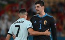 Courtois y Cristiano Ronaldo en la Eurocopa. Foto: AFP