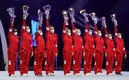 El equipo olímpico de Estados Unidos en Gimnasia. Foto: AFP