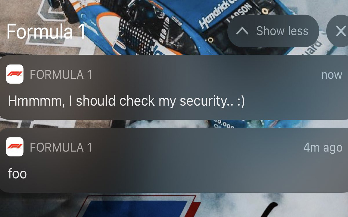 Usuarios reportaron problemas en la app de la Fórmula 1. (Twitter @@KyleLarsonSZN)