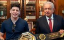 Así fue la reunión de Brandon Moreno con AMLO. FOTO: Presidencia de México.