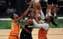 Bucks y Suns se midieron en el Juego 6 de las Finales de NBA. (Foto: AFP)