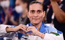 La gimnasta de Uzbekistán tiene 46 años. Foto: AFP