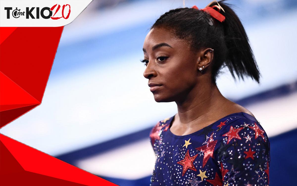 Simone Biles a escena en Tokio 2020.  Foto: AFP