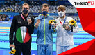 Finke (derecha) posó junto a los otros medallistas | AFP