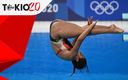 Aranza Vázquez en la Final de Trampolín 3 metros en los Juegos Olímpicos de Tokio 2020. Foto: AFP.