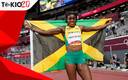 Thompson-Herah selló un nuevo doblete olímpico en 100 y 200 metros (AFP)