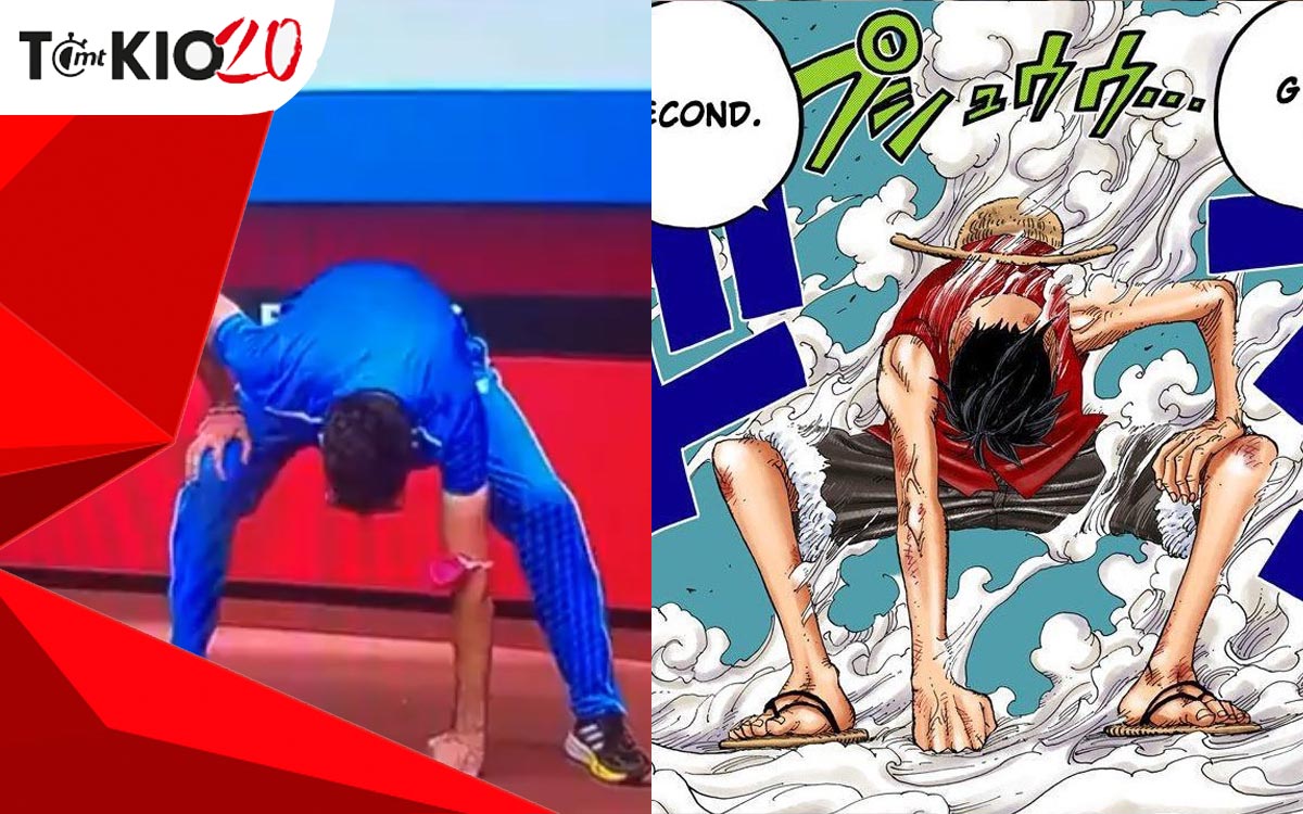 El griego Miltiadis Tentoglou  rindió un homenaje a Monkey D. Luffy. (Foto: Twitter)