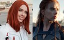 Ekaterina Shumskaya personifica a Scarlett Johansson en TikTok. (Instagram @kate.johanss0n / @Marvel)