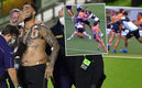 Fifita fue atendido en el campo antes de ser llevado al hospital | Twitter @telegraph_sport