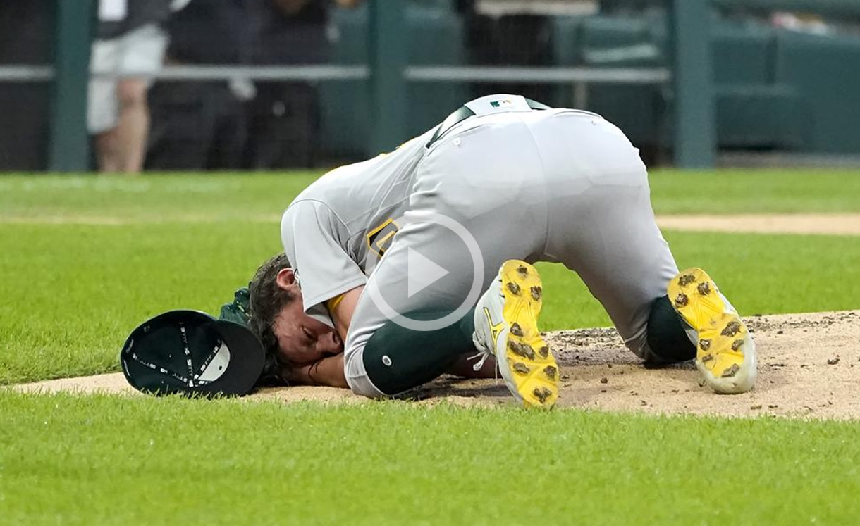 ¡IMPACTANTE! Chris Bassitt recibe batazo directo a la cara [VIDEO]