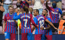 Memphis Depay festeja el segundo tanto del Barcelona. (FOTO: AFP)