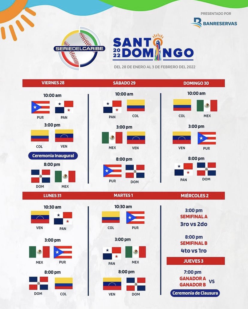 Calendario de la Serie del Caribe 2022
