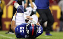 Nick Gates, liniero ofensivo de Giants que sufrió la terrible lesión. (AFP)