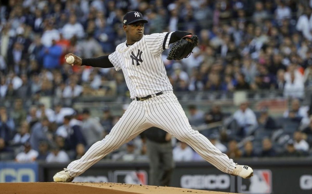 La salida más reciente de Luis Severino con los Yankees había sido en octubre de 2019. (AP)