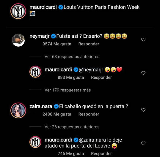 Neymar se burló de Icardi por su atuendo en desfile de moda. (Foto: @muroicardi)