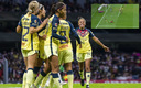 Miriam Castillo incrustó el balón en su arco y dio el 2-0 al América. (Foto: Mexsport)
