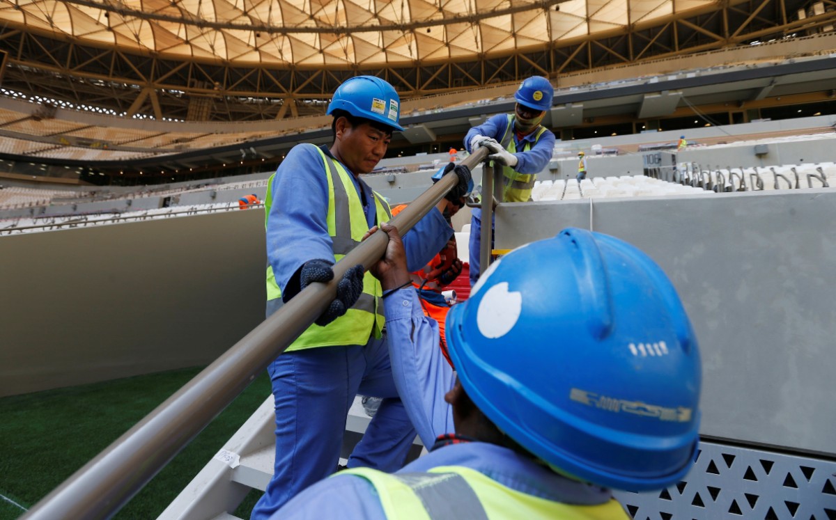 El estadio Lusail está en su etapa final para quedar listo al cien. FOTO: Reuters.
